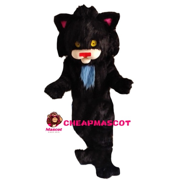 Furry Black Cat Mascot Costume