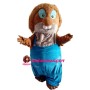 Fat Chipmunk With Blue Overalls Mascot Costume