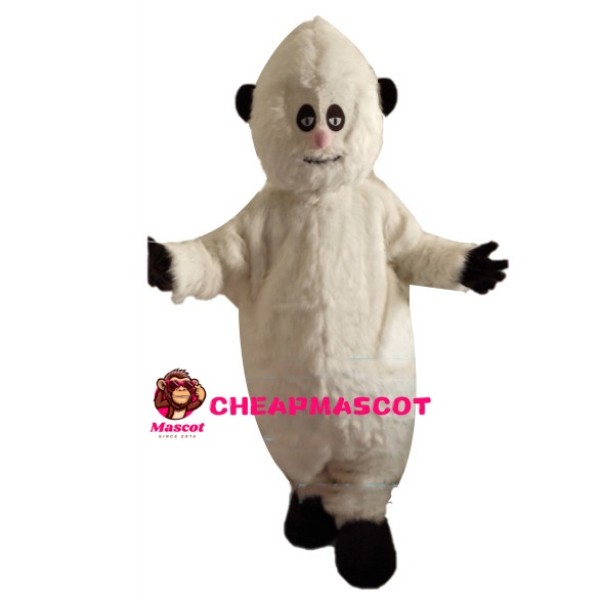 Small Eyes White Furry Monster Mascot Costume
