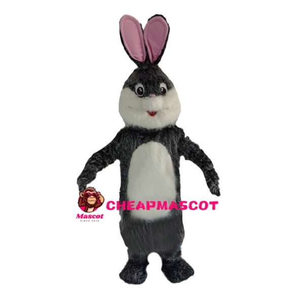 Flexible Grey & White Rabbit Mascot Costume
