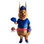 Big Ears Kangaroo With Blue Clothes Mascot Costume