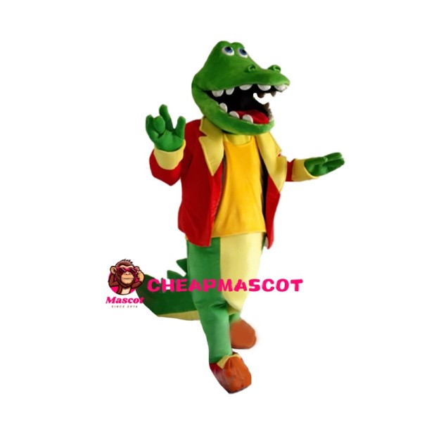 Crocodile Wearing Red Coat Mascot Costume