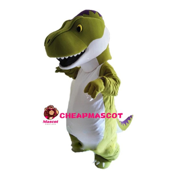 Endearing Green & White Dragon Mascot Costume