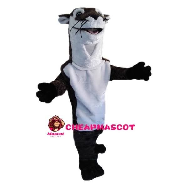 Black & White Skunk With Long Neck Mascot Costume