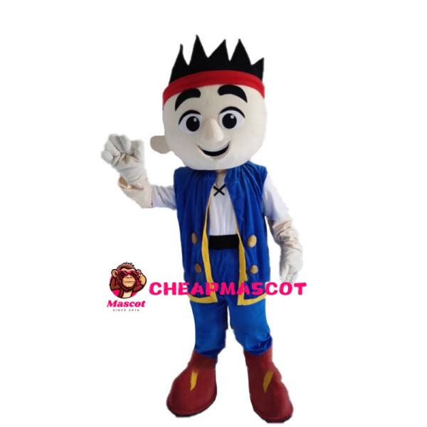 Short Hair Boy With Red Headband Mascot Costume