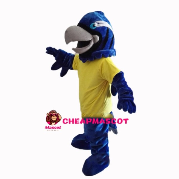 Blue Eagle In Yellow Shirt Mascot Costume