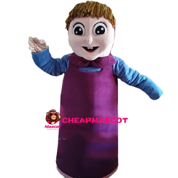 Kitchen Lady With Purple Apron Mascot Costume