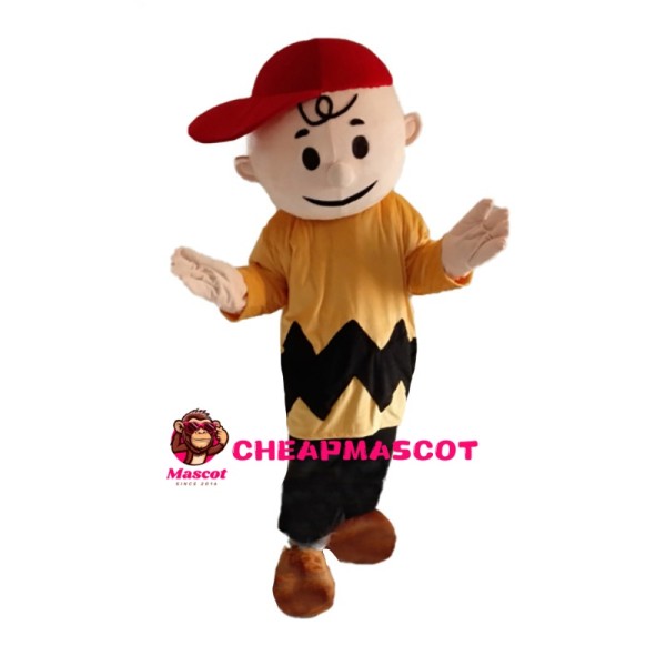 Optimistic Boy Wearing Red Cap Mascot Costume
