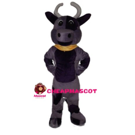 Amiable Cattle With Yellow Scarf Mascot Costume