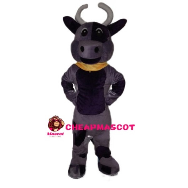 Amiable Cattle With Yellow Scarf Mascot Costume