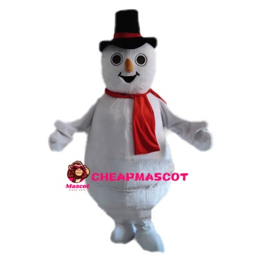 Christmas Snowman With Hat Mascot Costume