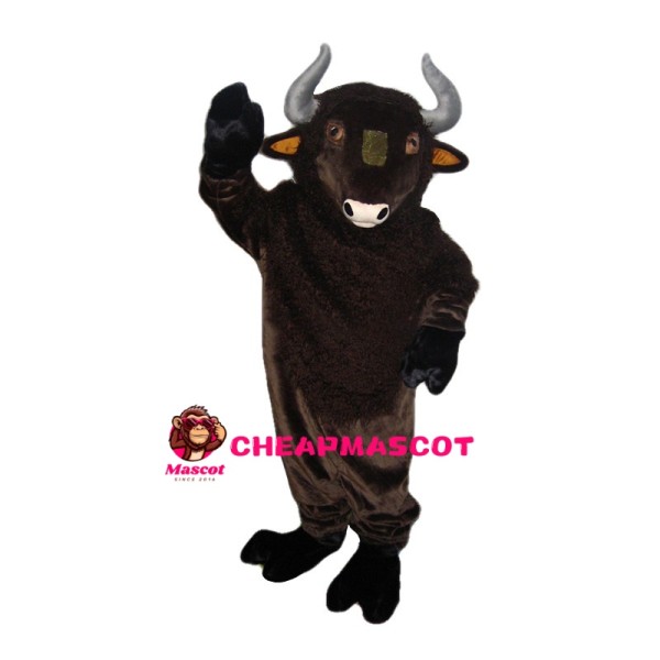 Brown Bull With Silver Horns Mascot Costume