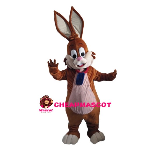 Brown Rabbit With Tag Mascot Costume