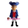 Kind Gentleman In Blue Coat Mascot Costume