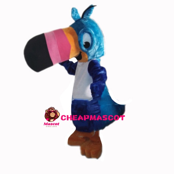 Blue Parrot With Colorful Beak Mascot Costume