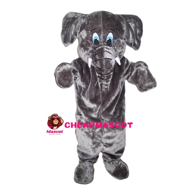 Short Plush Grey Elephant Mascot Costume