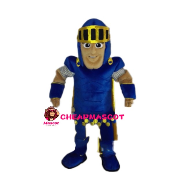 Enthusiastic Blue Soldier Mascot Costume