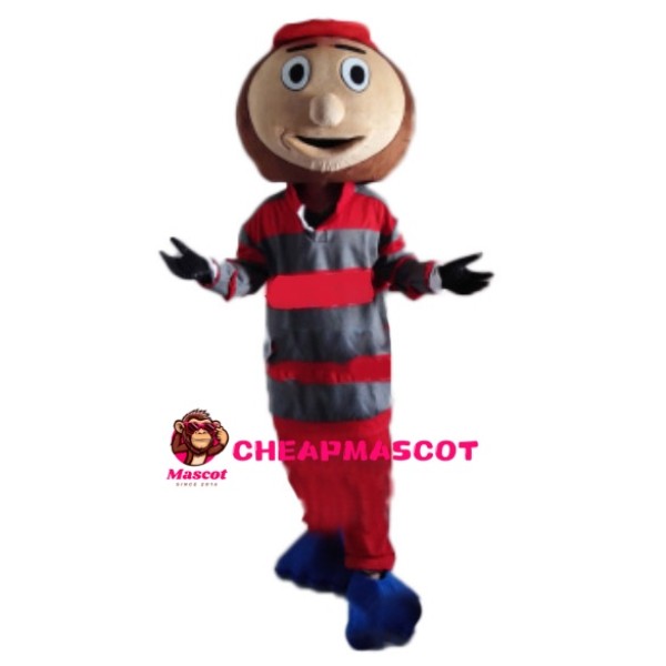 Player In Striped Shirt Mascot Costume For Team