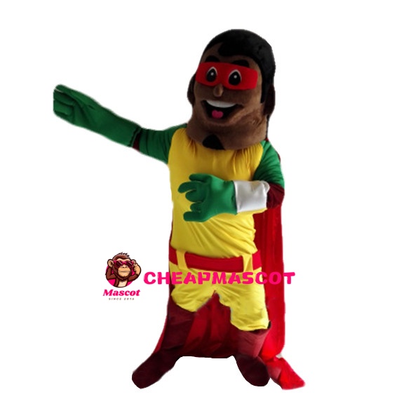 Blindfolded Man With Red Cloak Mascot Costume