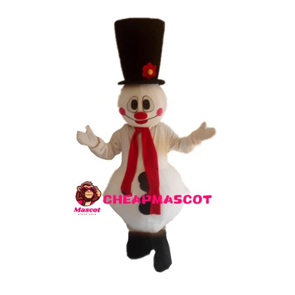 Snowman With Red Blush Mascot Costume