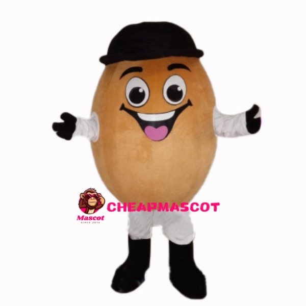 Coffee Bean With Black Hat Mascot Costume