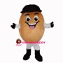 Coffee Bean With Black Hat Mascot Costume