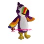 Purple Parrot With Multicolored Beak Mascot Costume
