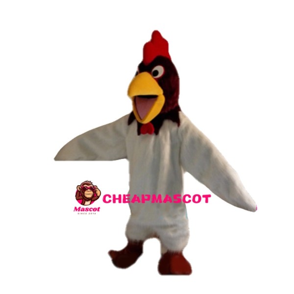Crowing White Cock Mascot Costume