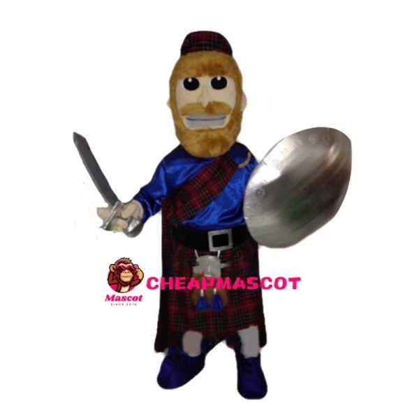 Warrior Holding Silver Weapon And Shield Mascot Costume
