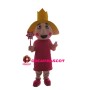 Yellow Hair Girl With Crown Mascot Costume