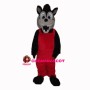Grey Wolf In Red Overalls Mascot Costume