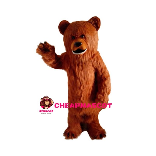 Manic Hairy Brown Bear Mascot Costume