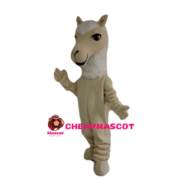 Exuberant Beige Pony Mascot Costume