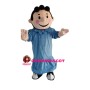 Curly Little Boy With Blue Set Mascot Costume