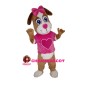 Delighted Dog With Pink Heart Mascot Costume