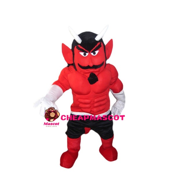Red Demon With Muscle Mascot Costume