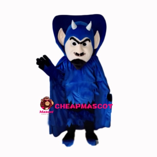 Blue Demon Wearing Cloak Mascot Costume