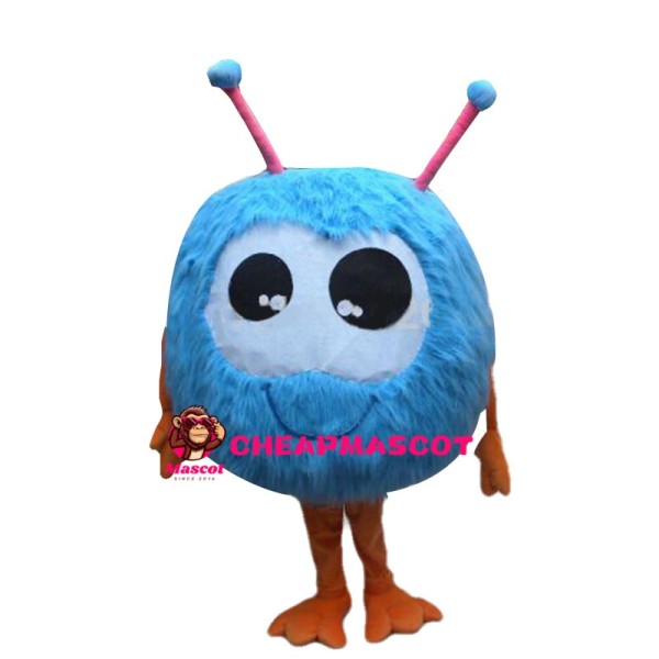 Blue Hairy Bird Mascot Costume