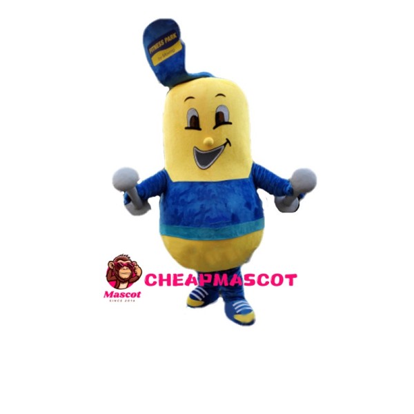Bowling Ball Bottle Holding Dumbbell Mascot Costume