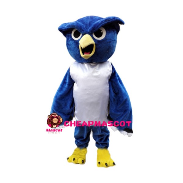 Confused Blue & White Owl Mascot Costume