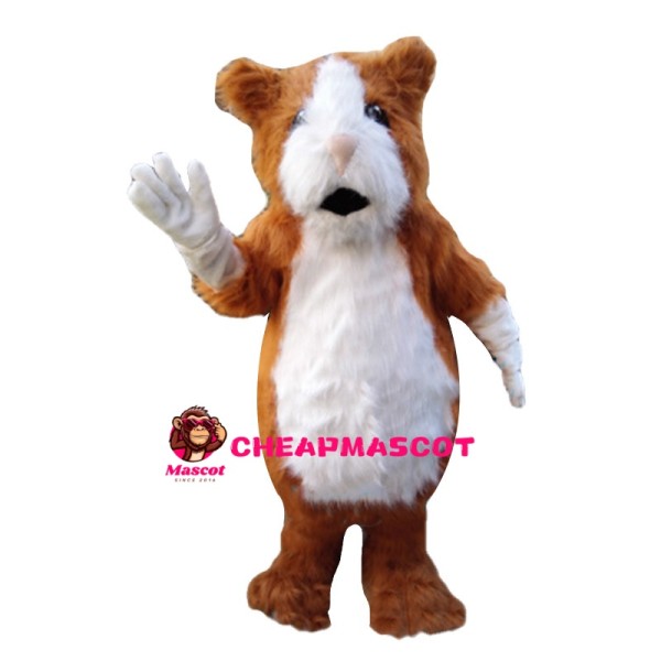 Amicable Hairy Brown & White Chipmunk Mascot Costume