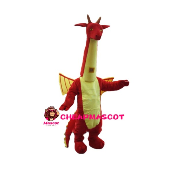 Long Neck Red & Yellow Charizard Mascot Costume
