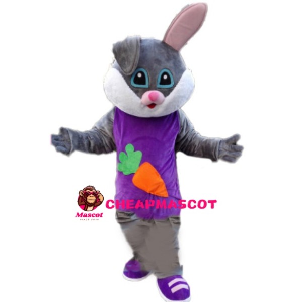 Rabbit Wearing Carrot Printed Vest Mascot Costume