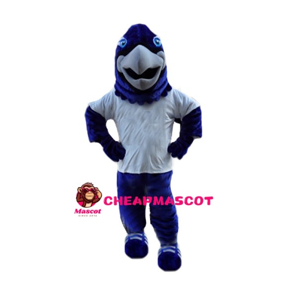 Energetic Blue Eagle Mascot Costume