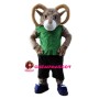 Sporty Ram In Green Vest Mascot Costume