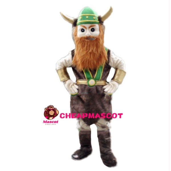 Confident Warrior With Brown Beard Mascot Costume