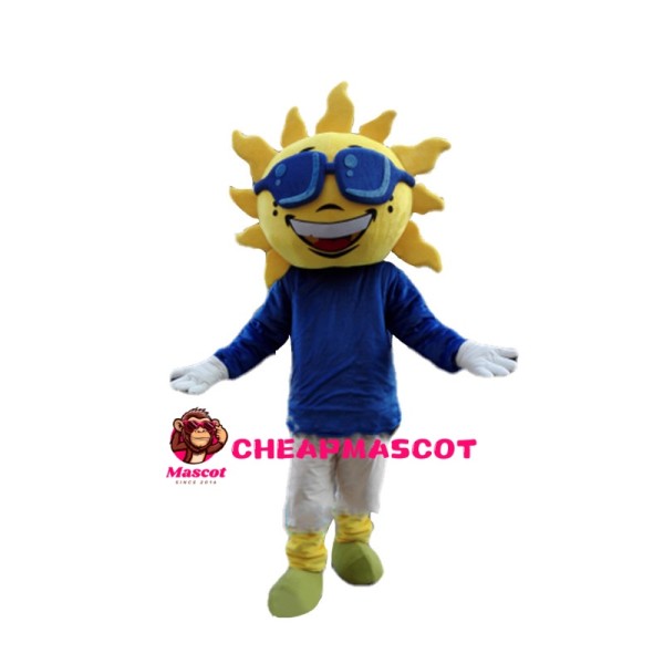 Brilliant Sun With Blue Glasses Mascot Costume