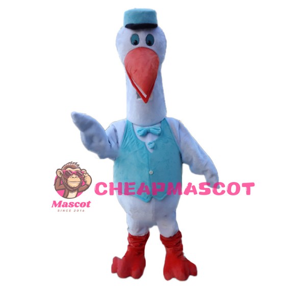 Cartoon White Bird Waiter Mascot Costume Fancy Dress Animal Mascot Costume