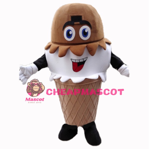 Huge Cartoon Double Scoop Ice Cream Cone Mascot Costume 