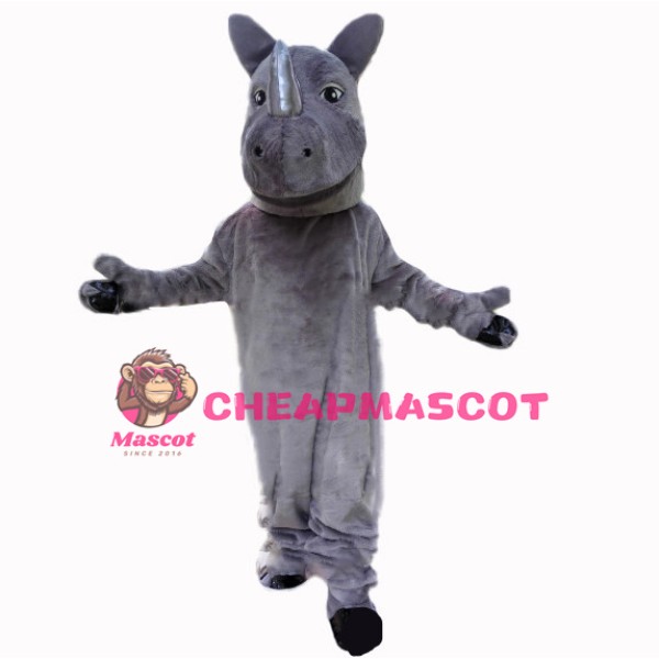 Silver Horn Rhino Mascot Costume 